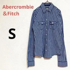 【アバクロ】コットンシャツ　ブルーギンガムチェック　ベーシック　春服　アメカジ