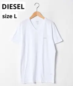 DIESEL VネックTシャツ　ホワイト　Lサイズ　メンズ