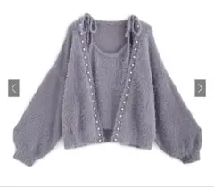 【美品】カーディガン×キャミソールシャギーニット　セットアップ[mb1556]