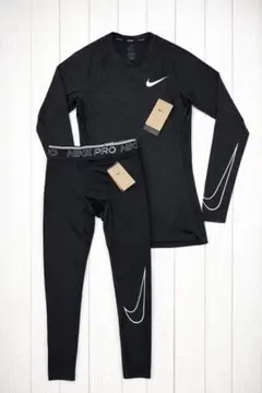 NIKE PRO メンズ セットアップ 長袖＋ショートパンツ Dri-FIT 黒