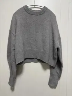 【美品】ラクーンウールクロップドニット グレー