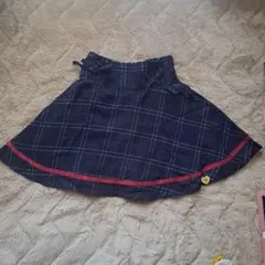 ピンクラテ　 ネイビーと赤のチェックフレアスカート