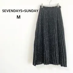 【セブンデイズサンデイ】プリーツロングスカート M ブラック ドット 総柄♡美品