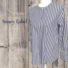 美品 Sonny Label ストライプ コットン ノーカラー シャツ ネイビーのサムネイル
