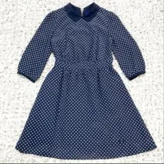 美品✨バーバリーブルーレーベル　ドットワンピース　ロゴプレート　紺　38