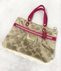 COACH コーチ ピンクポピー シグネチャー トートバッグ フューシャピンク