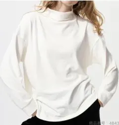 ユニクロ ソフトニットフリースモックネックT レディース S オフホワイト