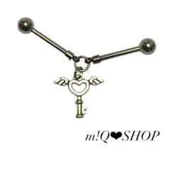 インダストリアル  軟骨ピアス ミニハートウィング 鍵