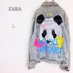 【あか様専用】◆ザラ【L】デザインデニムジャケット Gジャン 落書きアート