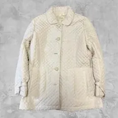 【embelge】キルティングジャケット L アイボリー 丸襟 中綿 軽量