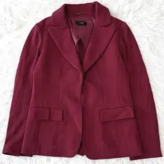 モディファイ テーラードジャケット ボルドー L きれいめ 上品　通勤　無地