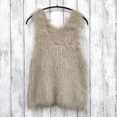 【 mystic 】ミスティック シャギーニットベスト ベージュ FREE