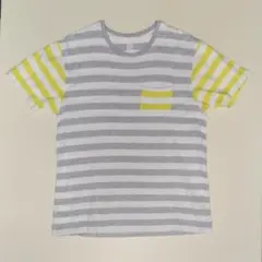 【グラニフ クルーネックボーダー Tシャツ グレー/イエロー 半袖】のサムネイル