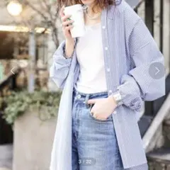 CIAOPANIC TYPY サイドスリットボリュームスリーブストライプシャツ