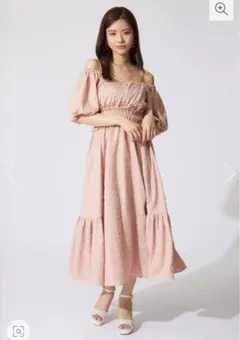 rienda 新品 Sサイズオフショルダー ロングワンピース ピンク