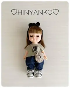 【No.299】 ソランちゃん☆メルちゃん　Tシャツ&デニム　くまさんポシェット
