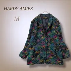 ハーディエイミス 花柄 テーラードジャケット ウール 総柄 ゆったり 上品 羽織