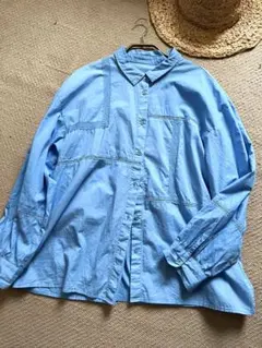 サマンサモスモス　SM2 ブラウス　水色　差し色　デザイン　コットン　レース