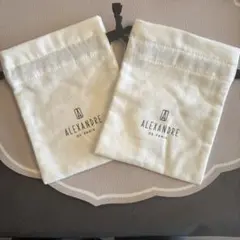 ALEXANDRE DE PARIS アレクサンドル ドゥパリコットン白地　巾着
