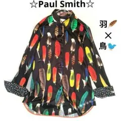 レア❀ポールスミス シャツ フェザー 羽 鳥　総柄 Mサイズ　マルチカラーのサムネイル