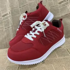 新品★レディース★22.5cm★軽量 厚底 レトロスニーカー 赤 3361