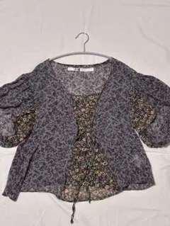 FUR 花柄 　シアー素材　甘辛ミックス　くすみパープルのサムネイル