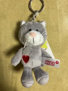 送料込み　新品 NICI ニキ グレーキャット キーホルダー 10cm