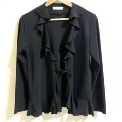 ピンクハウス　羽織り　ボレロ　カーディガン　黒　フリル　上品　日本製