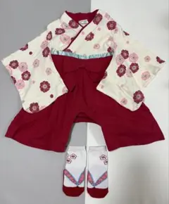 初節句♡ベビー袴ロンパース♡花柄80cm 髪飾&靴下セット