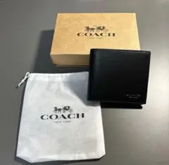 COACH 二つ折り財布 ブラック メンズ ウィメンズ 正規品