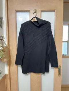 美品◆LL3L◆オシャレウォーカーn'Or◆ケーブル編みデザインニット◆ブラック