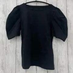 【 And Couture 】タックスリーブ 無地Tシャツ ブラックのサムネイル
