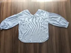 水色 ストライプ Vネック シャツ