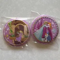 アナと雪の女王&ラプンツェルの刺繍缶バッジ 2個セット