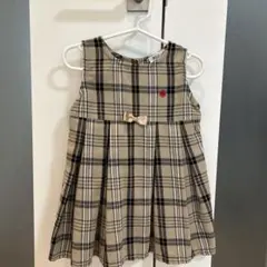 キッズフォーマルドレス90㎝ POLOチェック柄 /リボン白カーデインナー3点