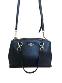 「超美品」COACH 2wayショルダーバッグ ネイビー ハンドバッグ レザー