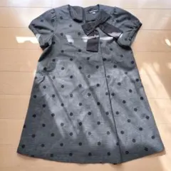 べべ　Bebe ポワン袖　水玉千鳥格子ワンピース　フォーマル　およばれ