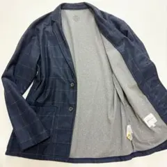 【美品 L】タケオキクチ　洗える　テーラードジャケット　ネイビー　ストレッチ