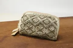 ビーズ刺繍ポーチ おしゃれ ゴールド 小物入れ ポーチ