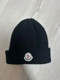 MONCLER ブラック ニット帽 フリーサイズ