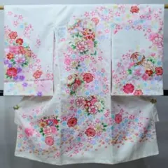 お宮参り 産着 女児 合繊 のしめ 金刺繍 綸子地 白色 祝着 初着 掛け着