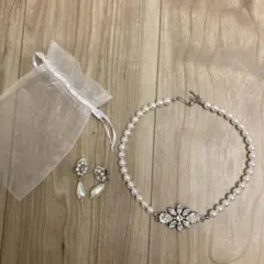 パールとクリスタルのブライダルアクセサリーセット