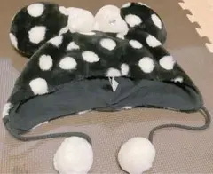 ディズニー ファンキャップ ドット　ミニーちゃん　水玉　黒と白