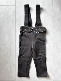 サスペンダー付きグレーロンパース　サロペット