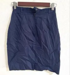 古着✨ネイビー プリーツミニスカート【M】カジュアル大人女子無地お出かけシンプル