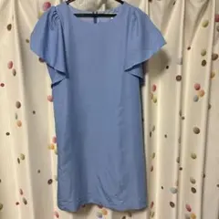 m*o様 水色 フレア袖 ひざ丈ワンピースロペピクニック38