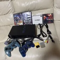 PS2 (SCPH-50000) ブラック 本体 動作品　ソフト４本付