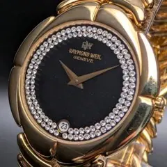 【稼働】RAYMOND WEIL 9135 黒文字盤 ゴールド レディース腕時計のサムネイル