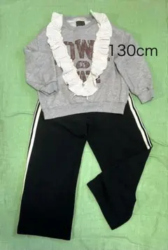 130フリル付きグレー/マーキーズ/スウェットトレーナー/異素材切替