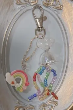 虹色クラゲのキーホルダー